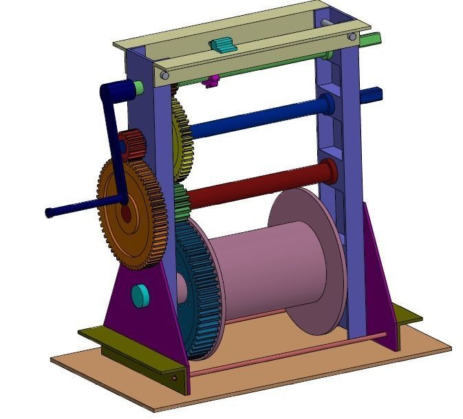 Hand winch 3D model_3
