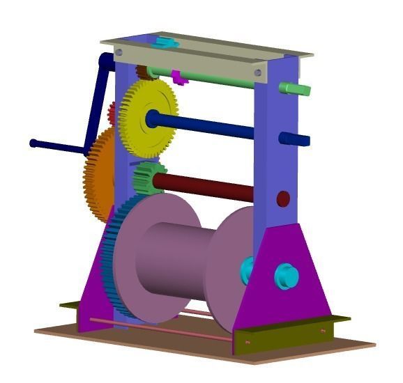 Hand winch 3D model_2