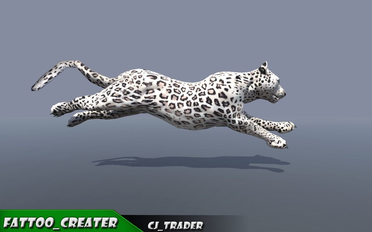Lowpoly Wild Animals White Leopard Rigged 3D model Low-poly 3D model_6