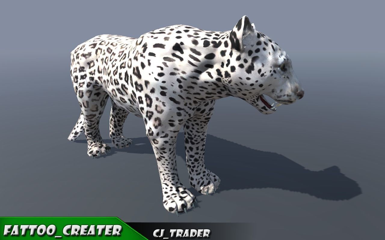 Lowpoly Wild Animals White Leopard Rigged 3D model Low-poly 3D model_1
