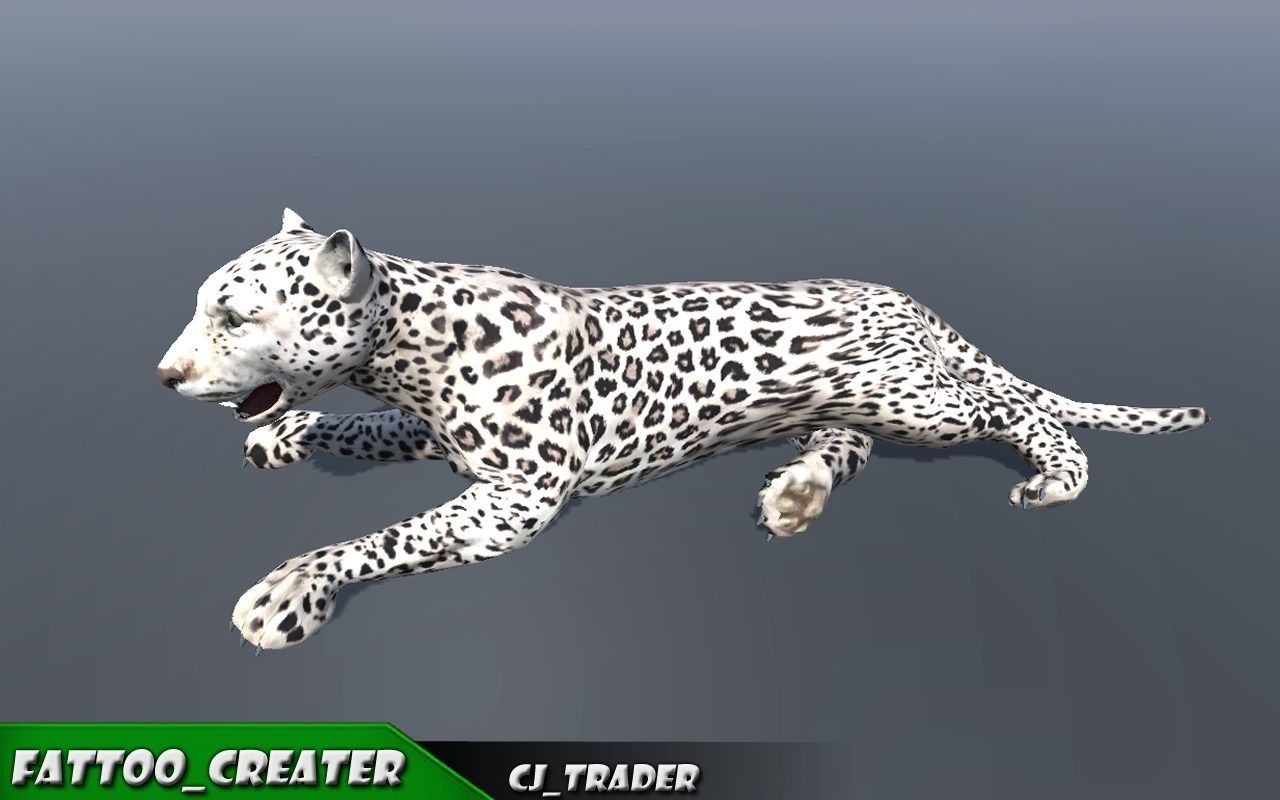Lowpoly Wild Animals White Leopard Rigged 3D model Low-poly 3D model_2