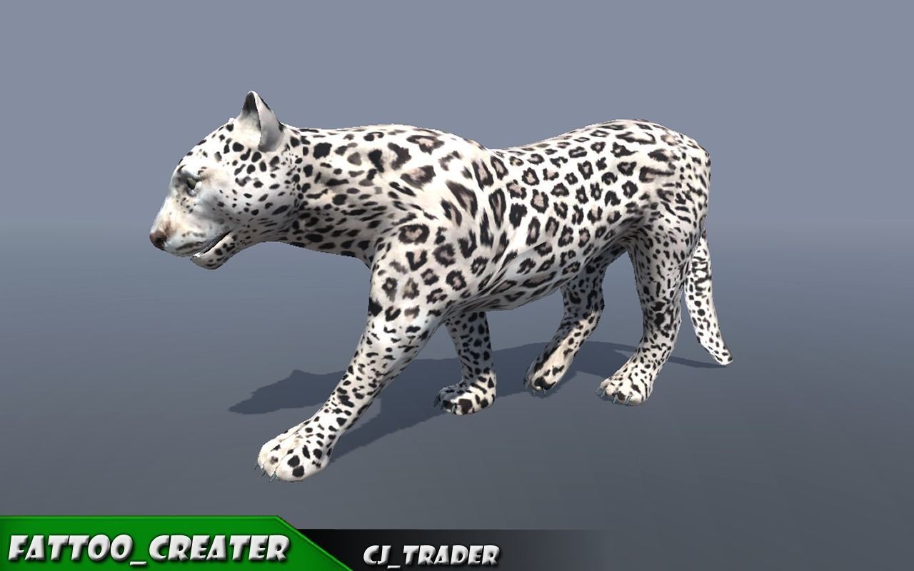 Lowpoly Wild Animals White Leopard Rigged 3D model Low-poly 3D model_3