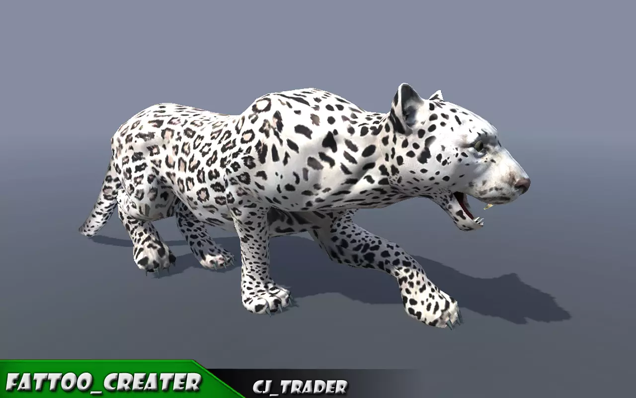 Lowpoly Wild Animals White Leopard Rigged 3D model Low-poly 3D model_0