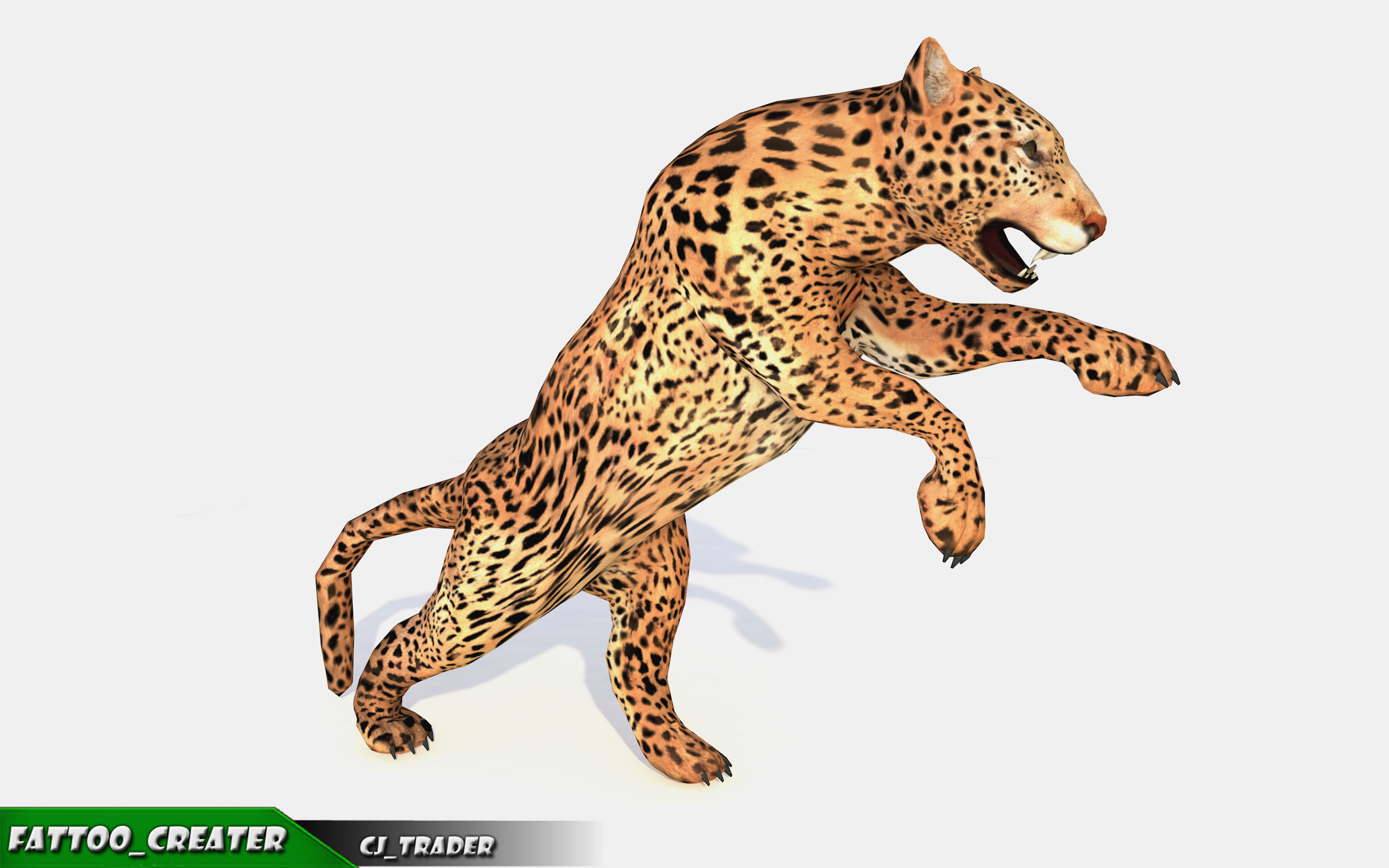 Lowpoly Jaguar-Leopard Animated 3D model Low-poly 3D model_5