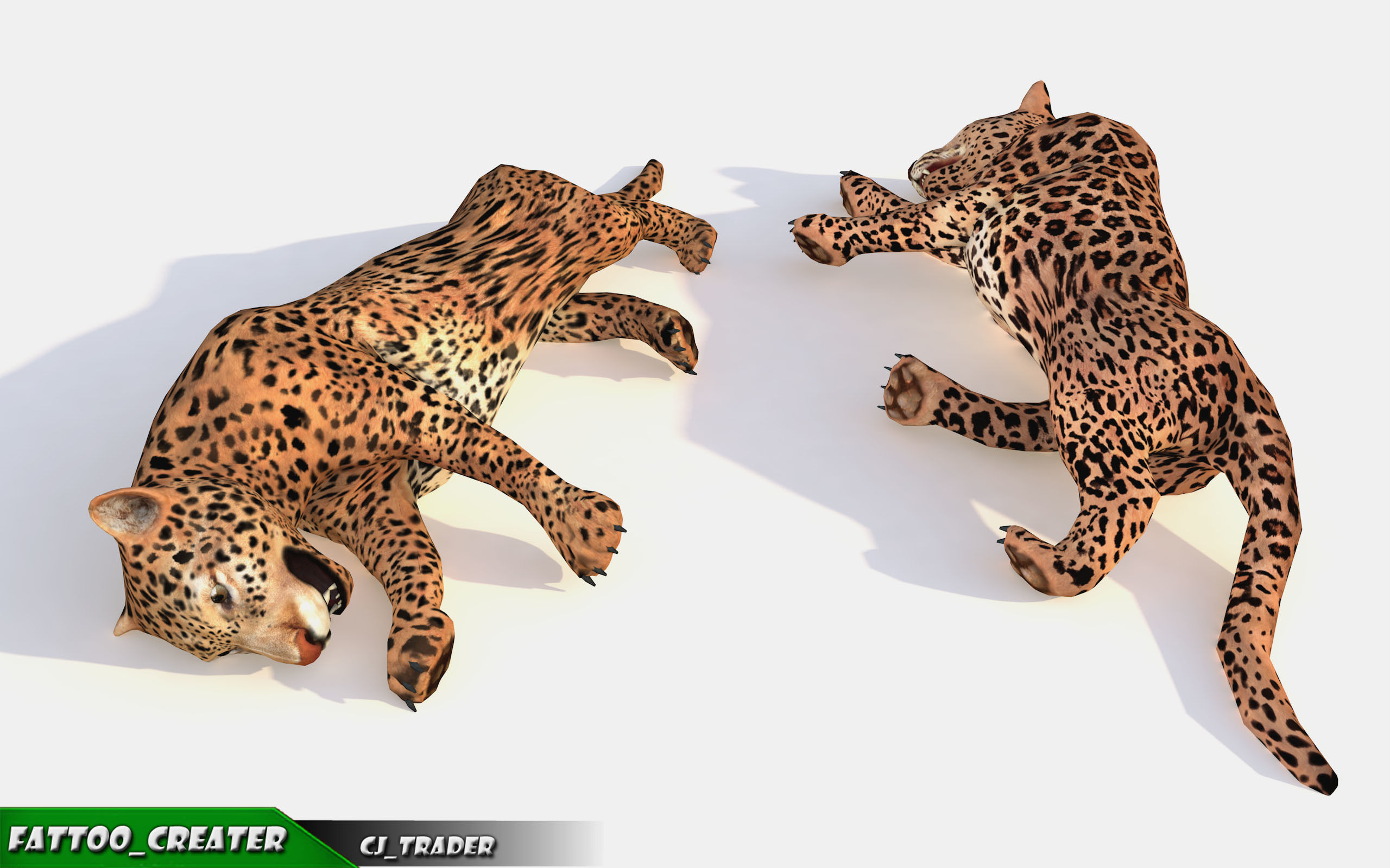 Lowpoly Jaguar-Leopard Animated 3D model Low-poly 3D model_10