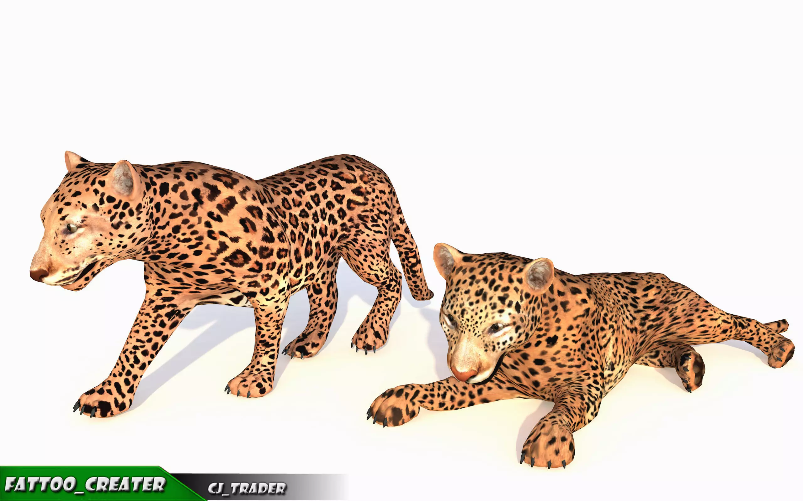 Lowpoly Jaguar-Leopard Animated 3D model Low-poly 3D model_0