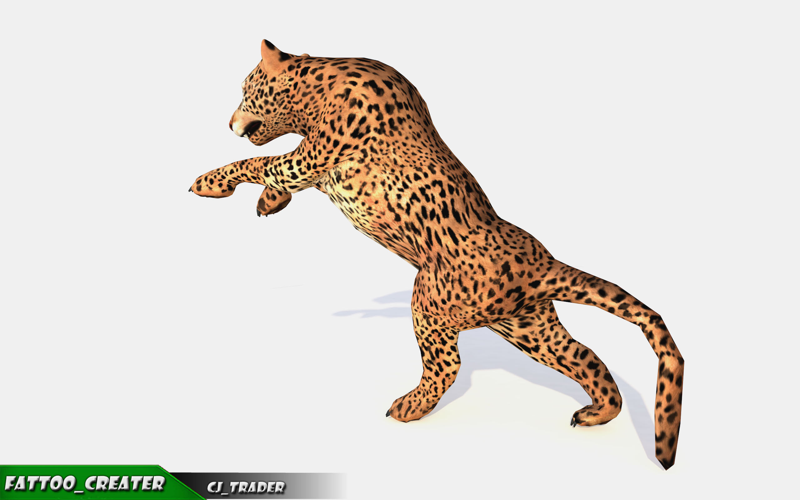 Lowpoly Jaguar-Leopard Animated 3D model Low-poly 3D model_3