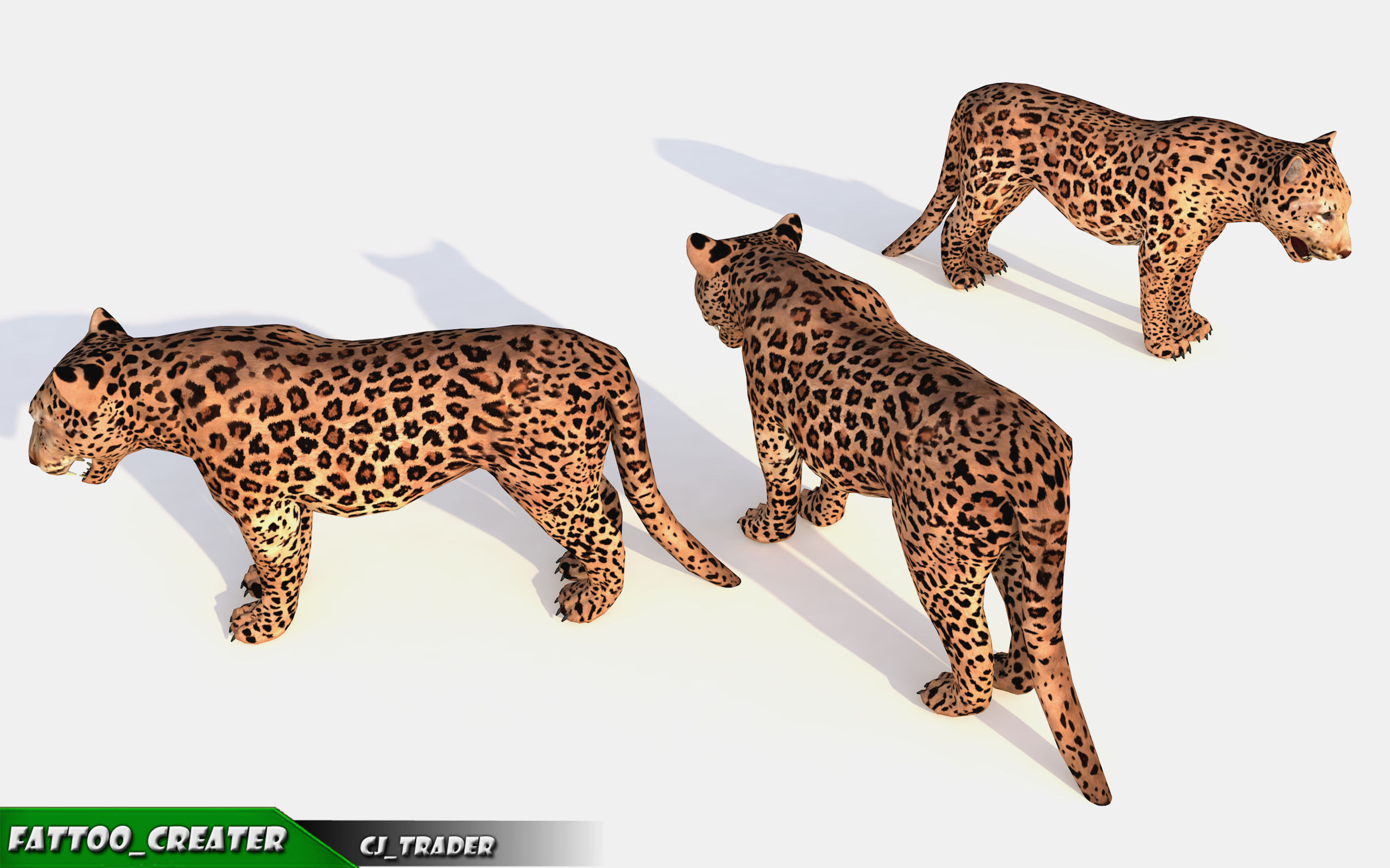 Lowpoly Jaguar-Leopard Animated 3D model Low-poly 3D model_7