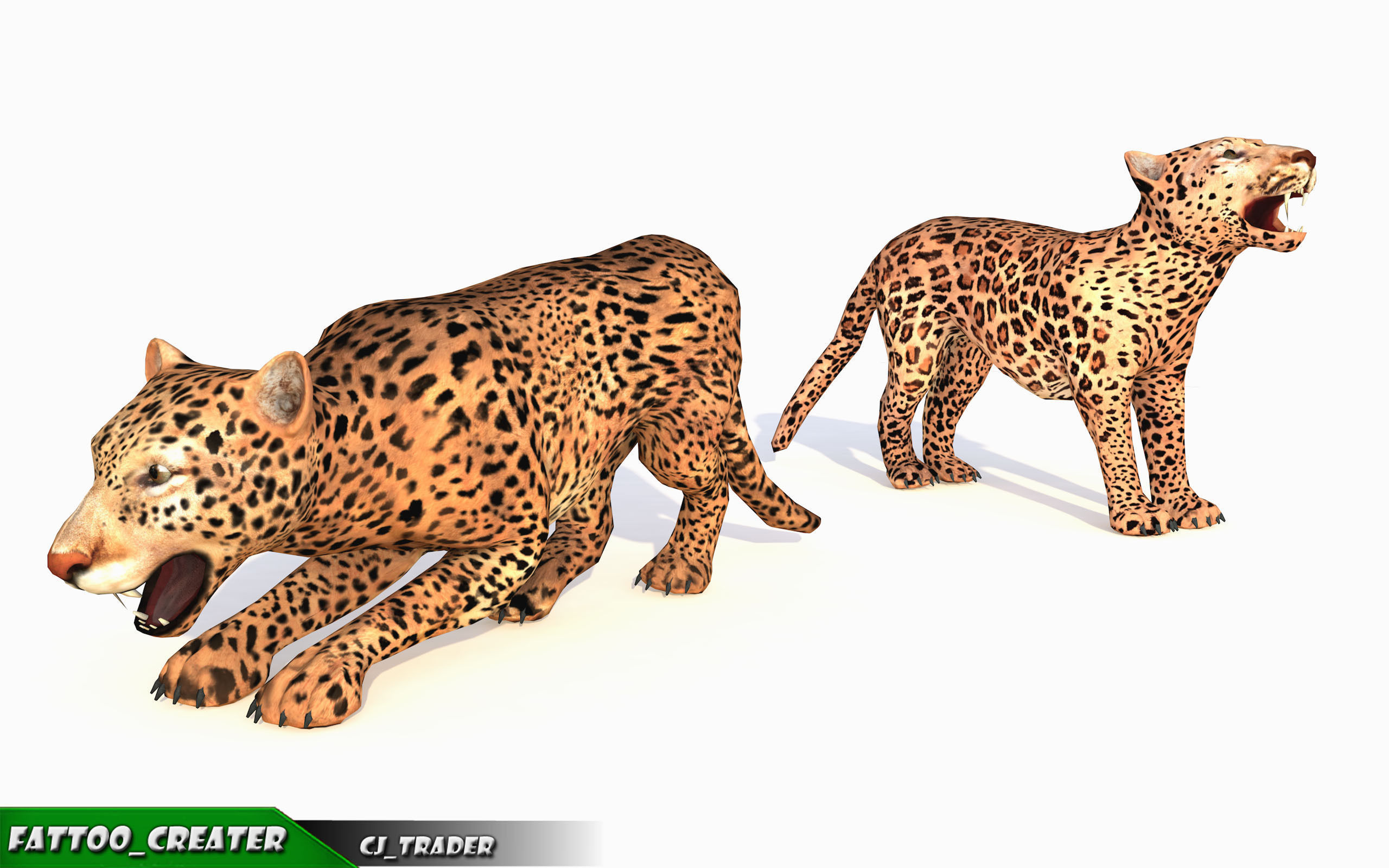 Lowpoly Jaguar-Leopard Animated 3D model Low-poly 3D model_1
