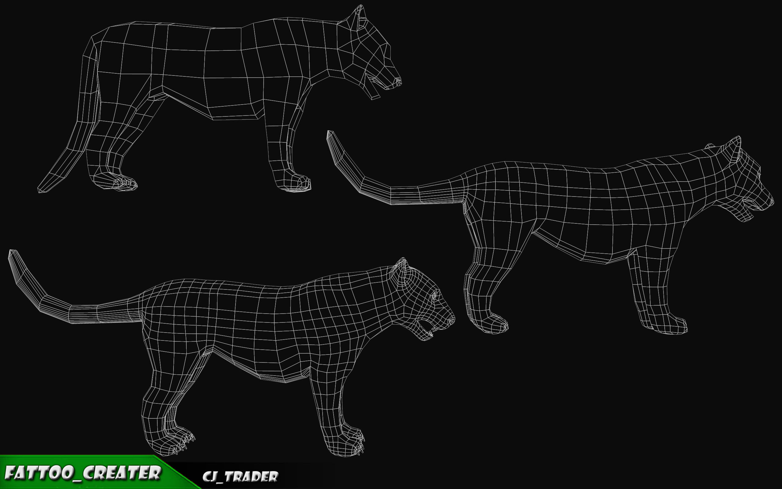 Lowpoly Jaguar-Leopard Animated 3D model Low-poly 3D model_11