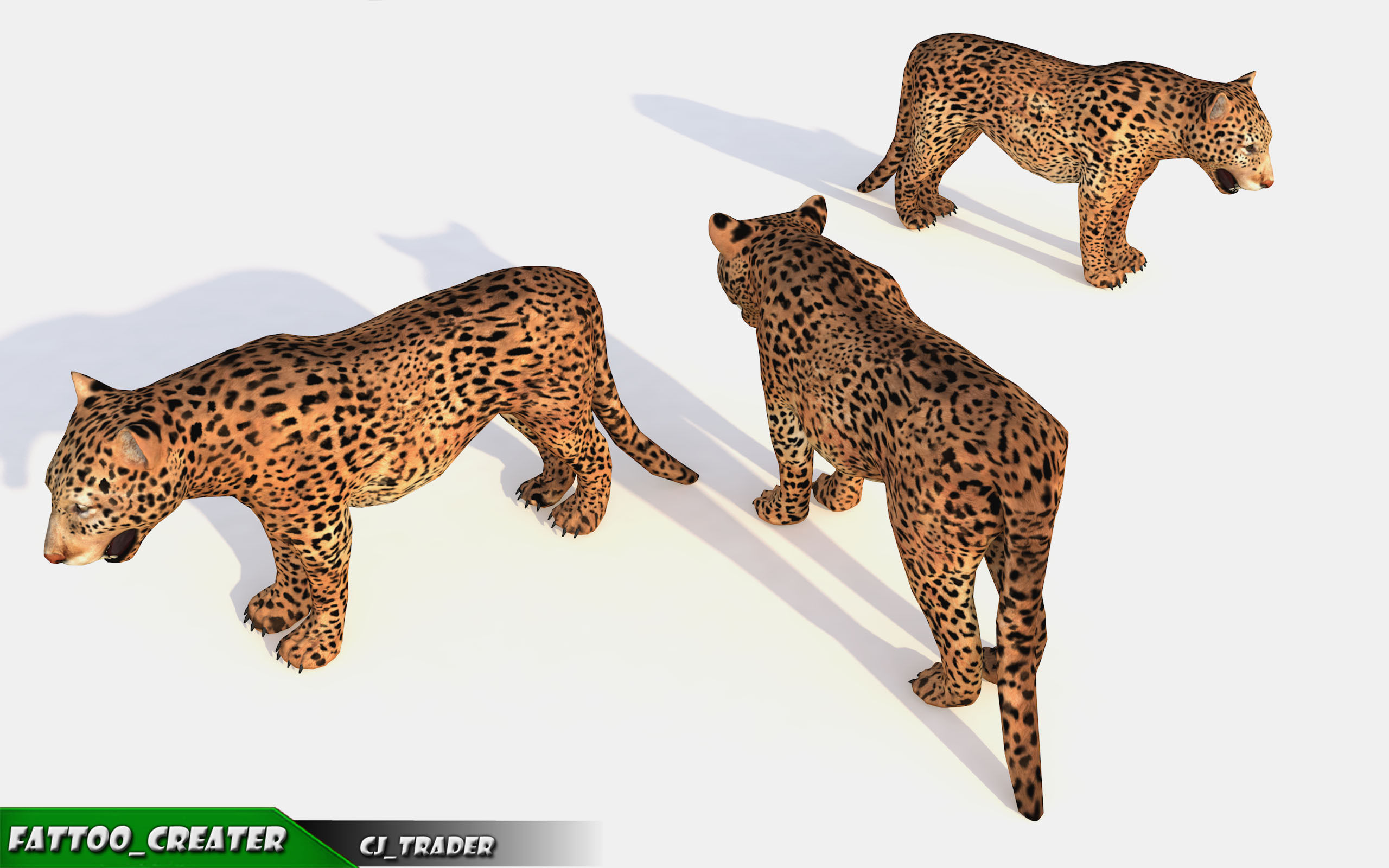 Lowpoly Jaguar-Leopard Animated 3D model Low-poly 3D model_8