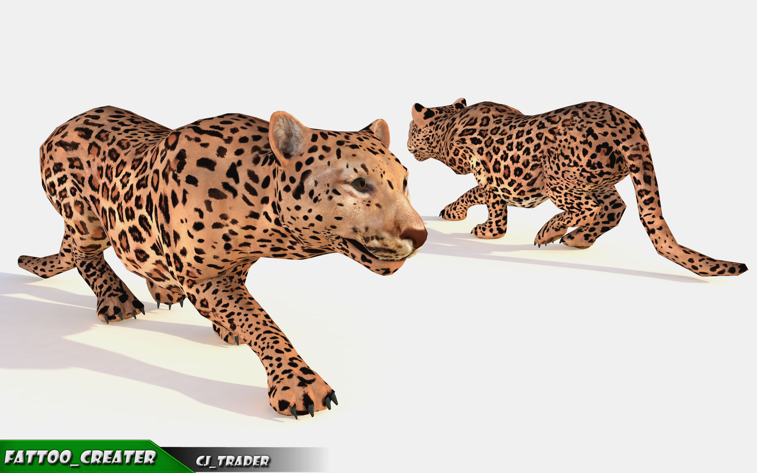 Lowpoly Jaguar-Leopard Animated 3D model Low-poly 3D model_6