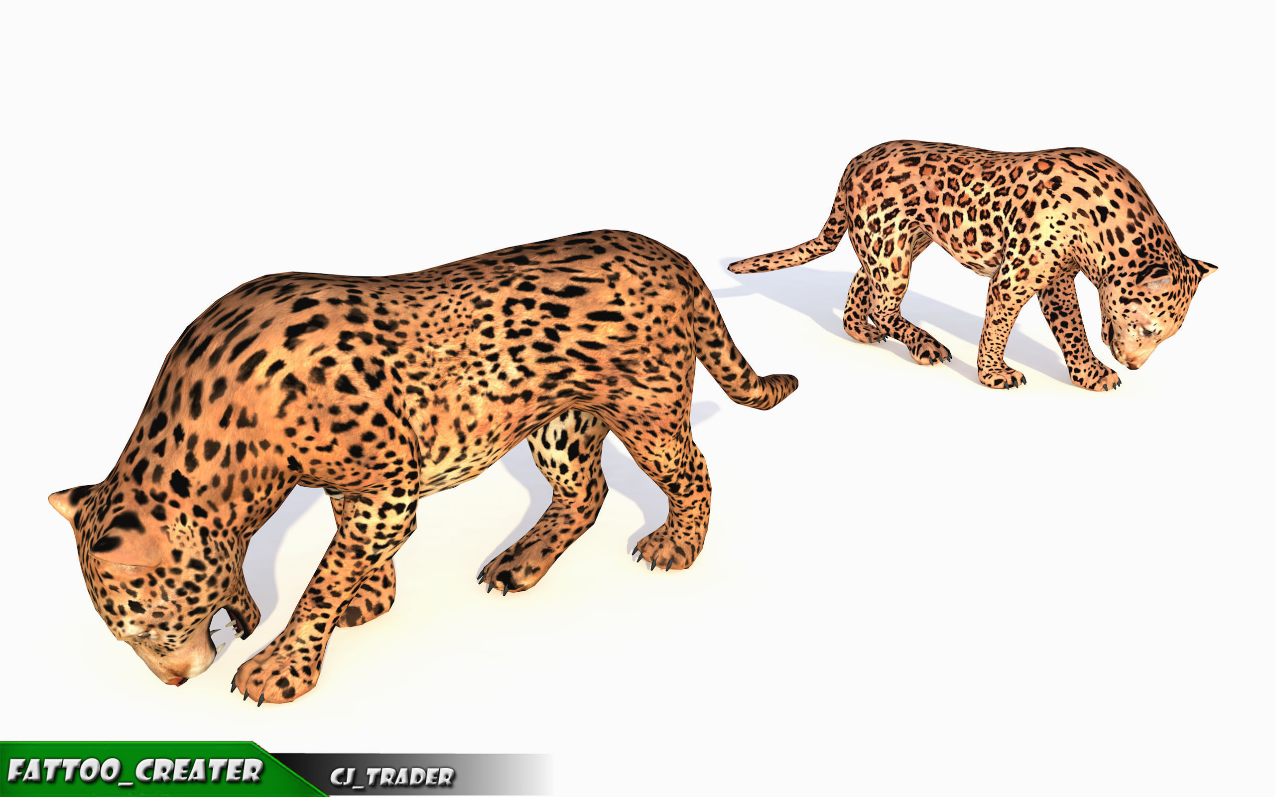 Lowpoly Jaguar-Leopard Animated 3D model Low-poly 3D model_9
