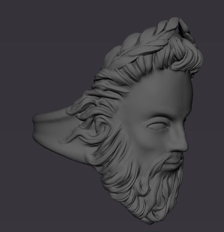 Zeus face ring  3D print model_2