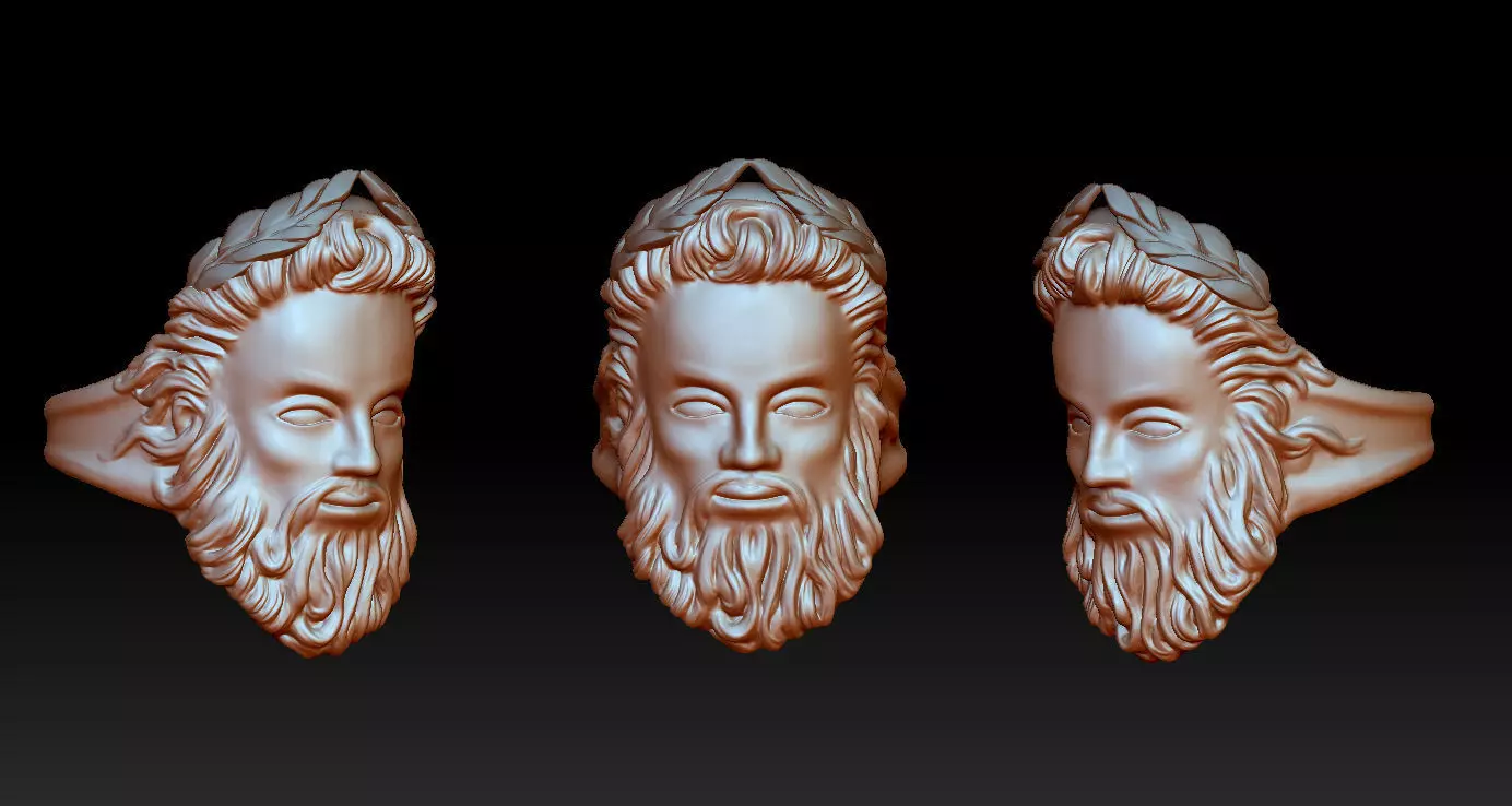 Zeus face ring  3D print model_0