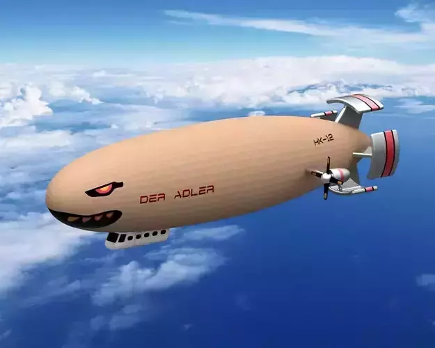 Airship zeppelin in sky