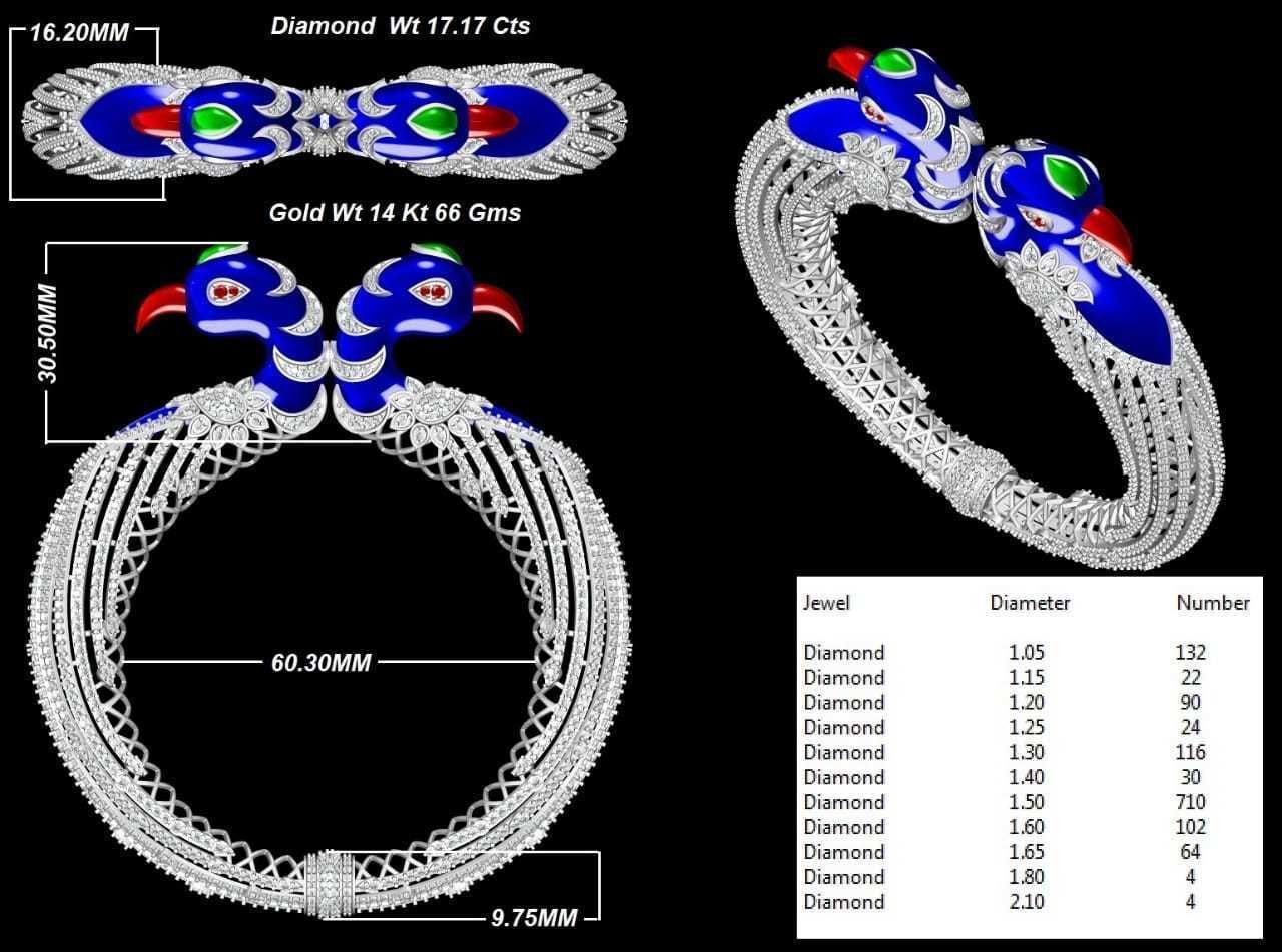 Peacock Bangles   3D print model_1