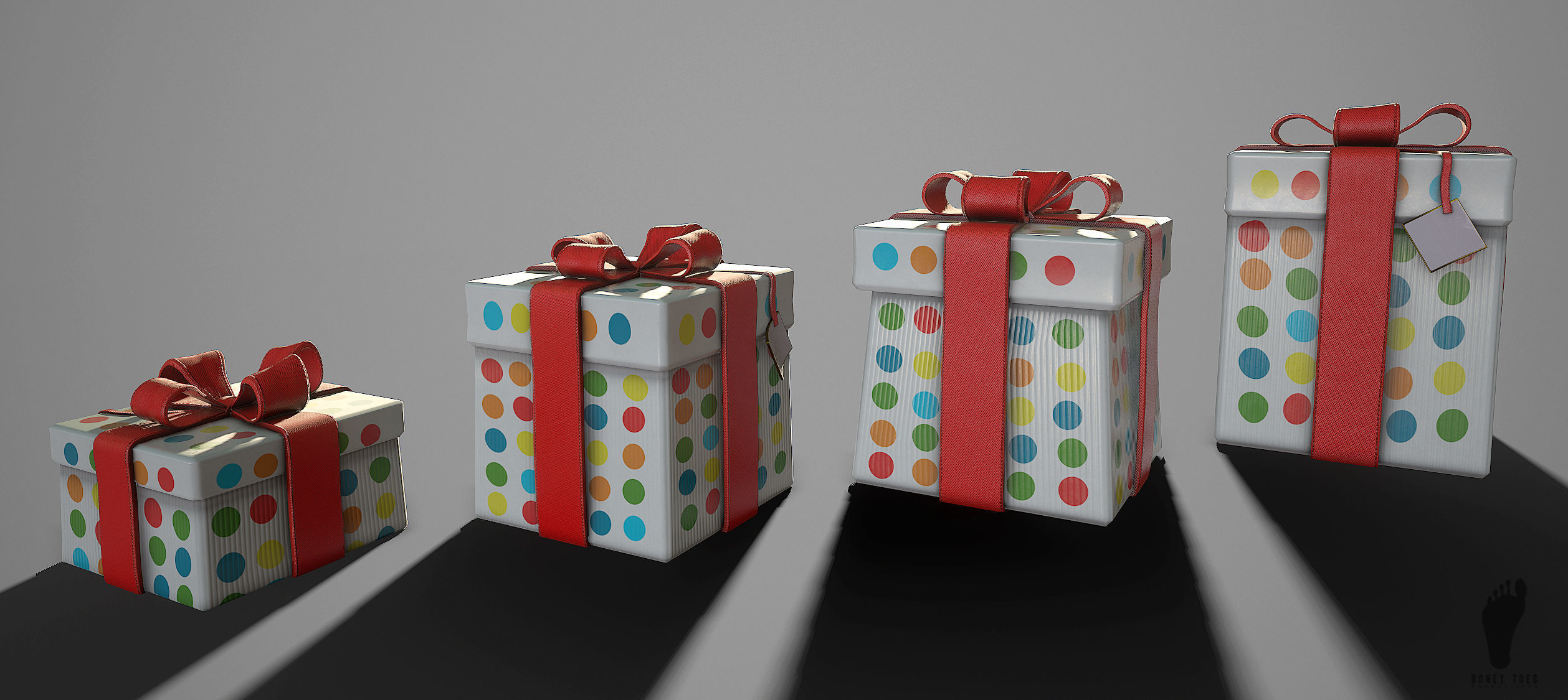 3D Birthday Present Gift Boxes - Game Ready Low-poly 3D model_10