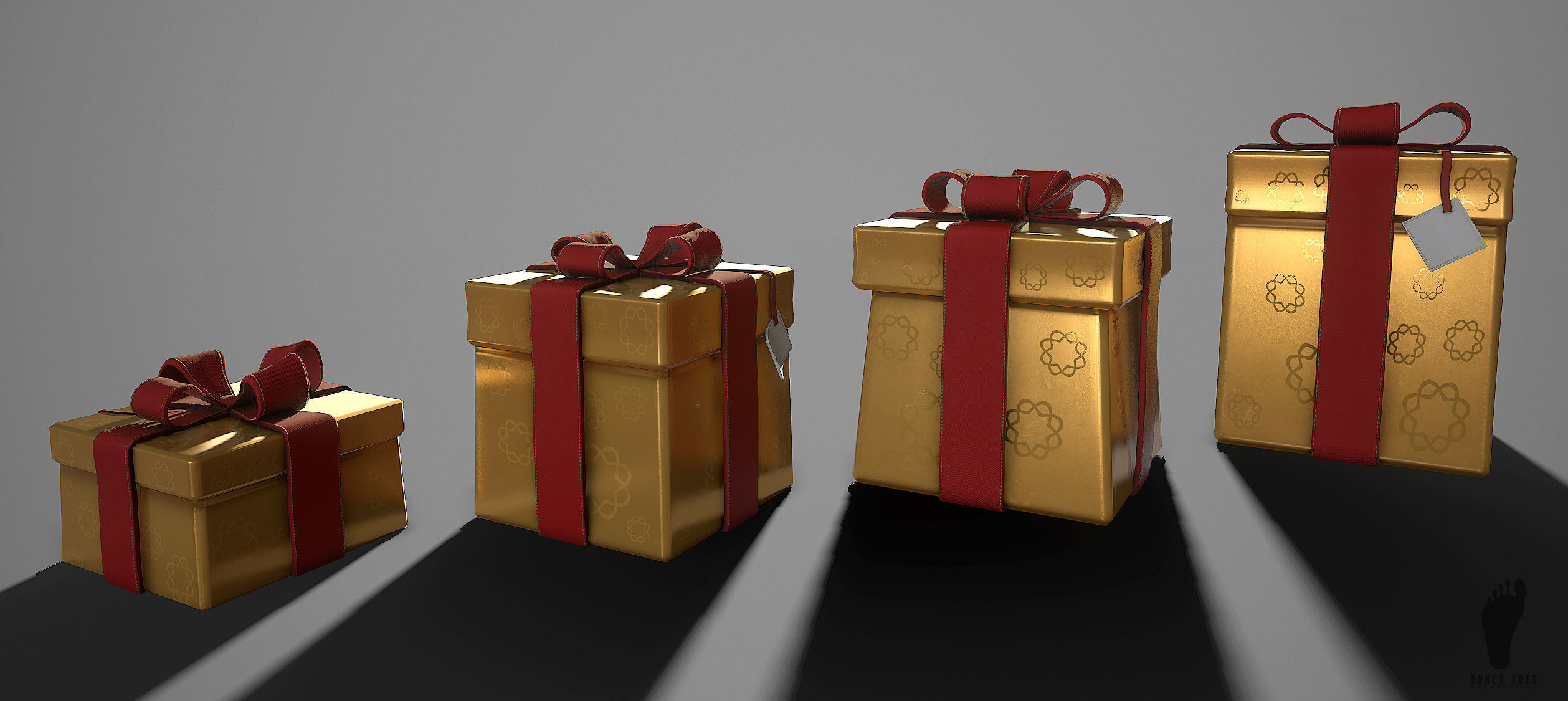 3D Birthday Present Gift Boxes - Game Ready Low-poly 3D model_5