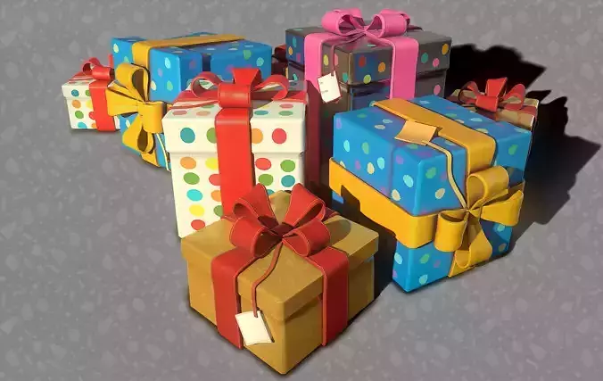 3D Birthday Present Gift Boxes - Game Ready