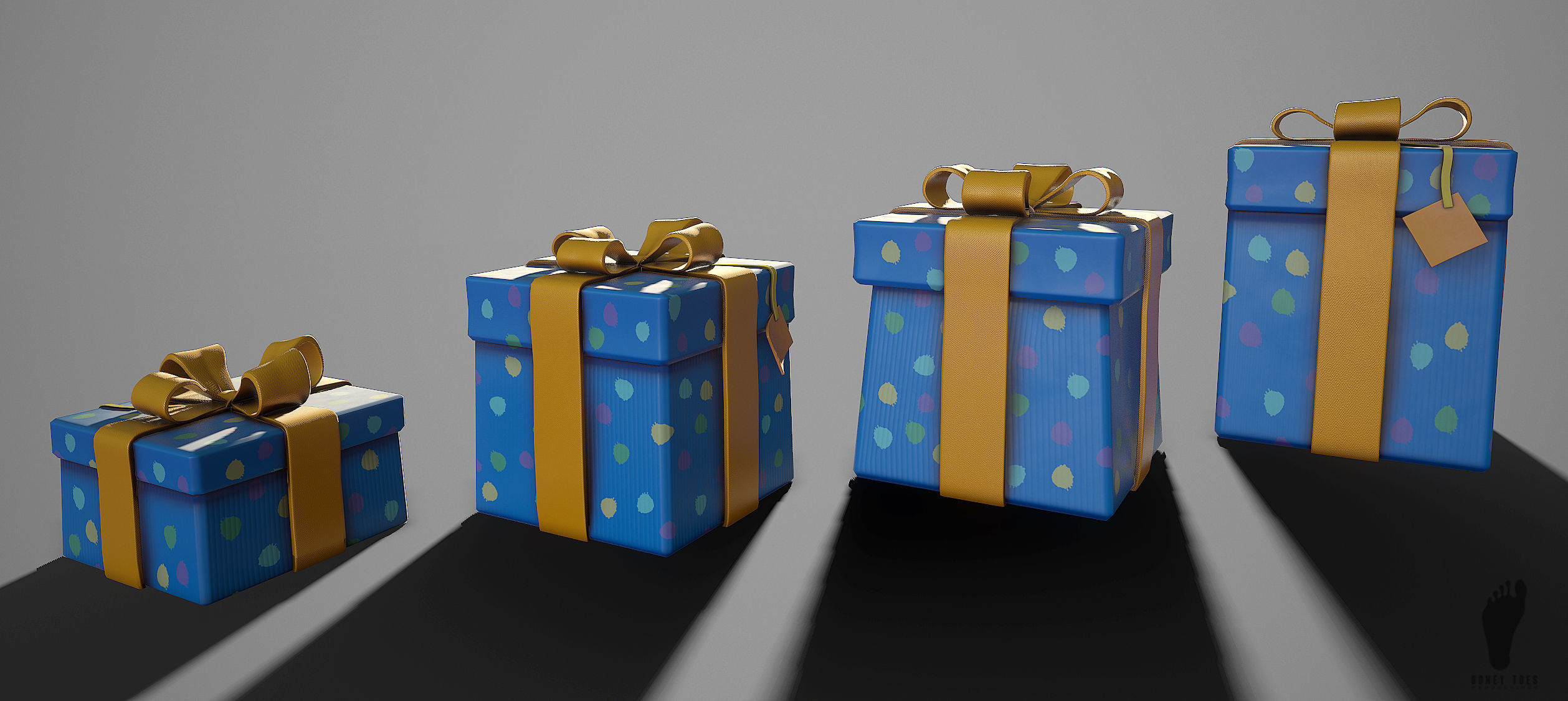 3D Birthday Present Gift Boxes - Game Ready Low-poly 3D model_12