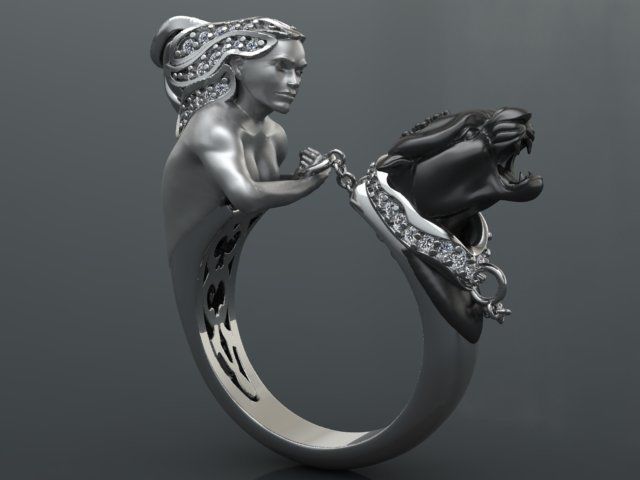 Panter Ring print model 3D print model_3