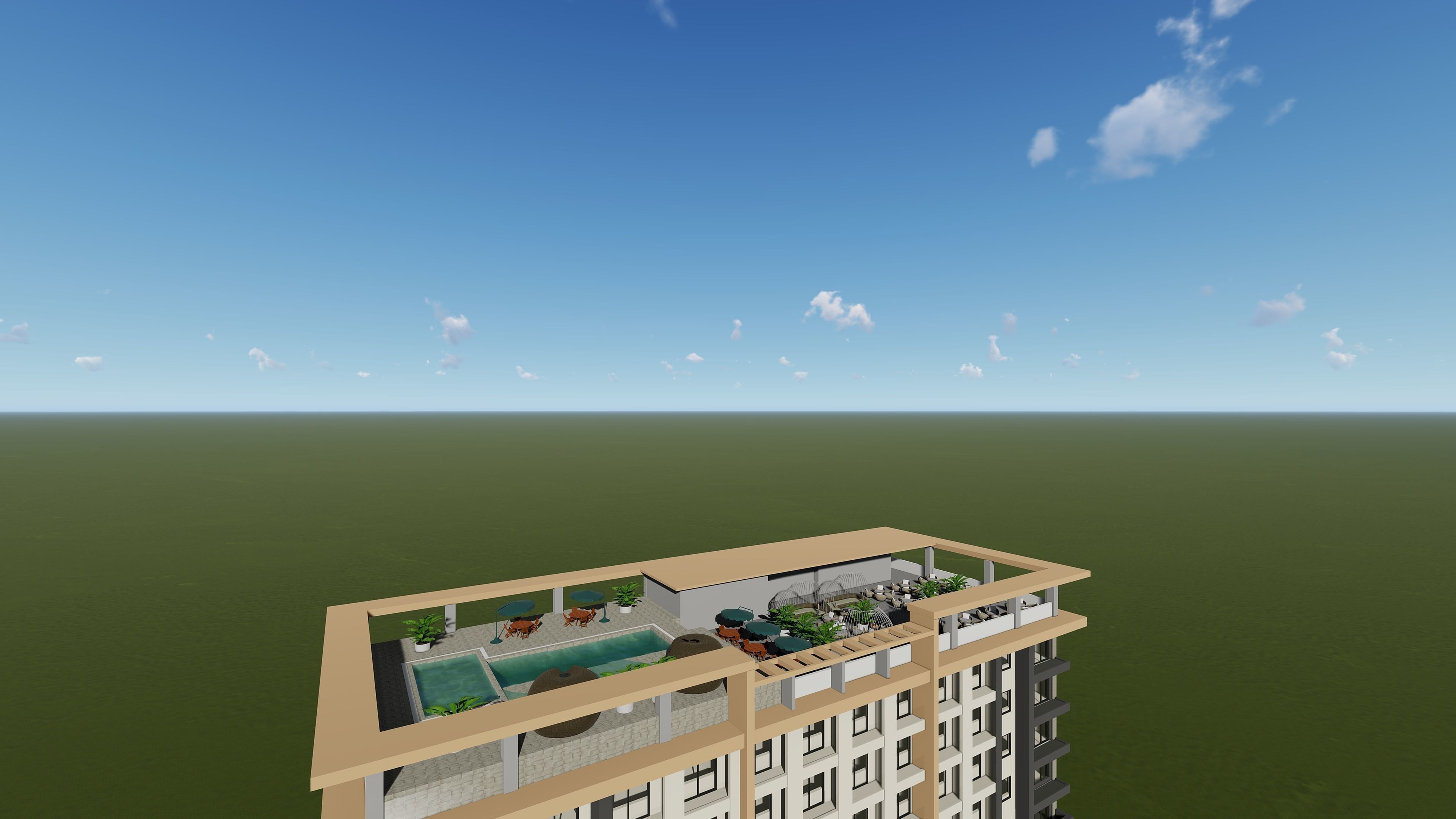 Hotel and Residential Building 3D model_3
