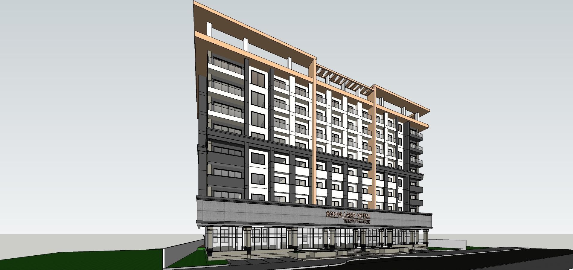 Hotel and Residential Building 3D model_6