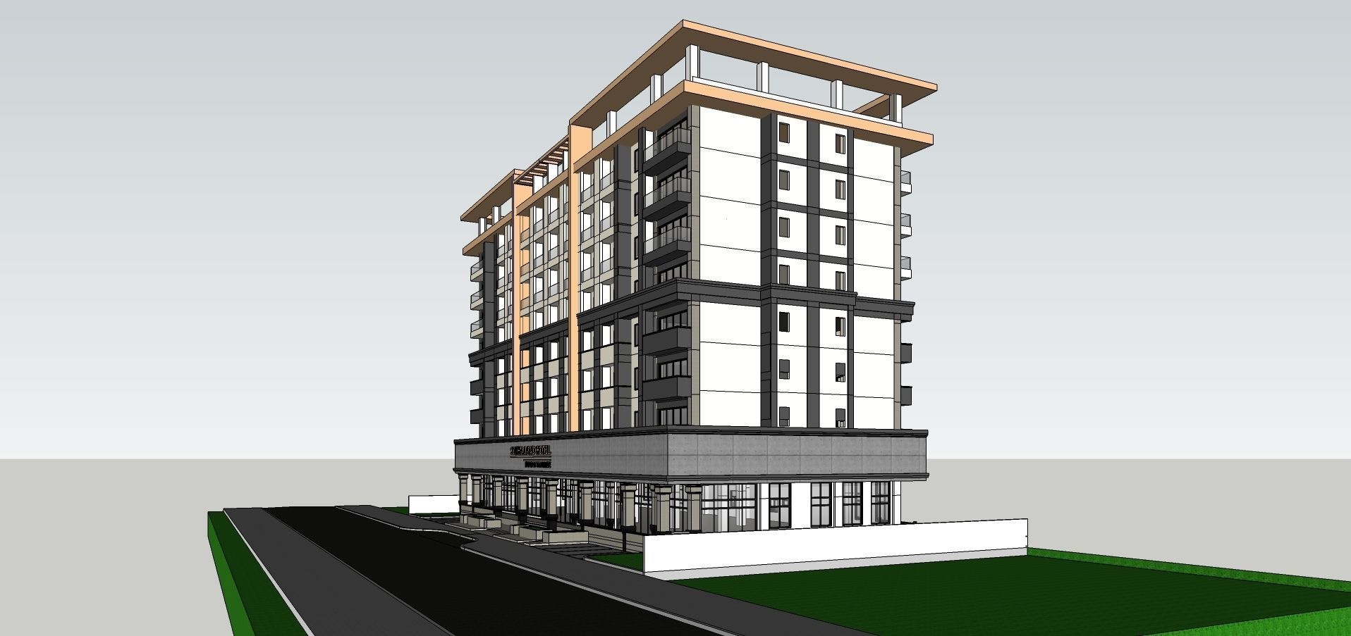 Hotel and Residential Building 3D model_7