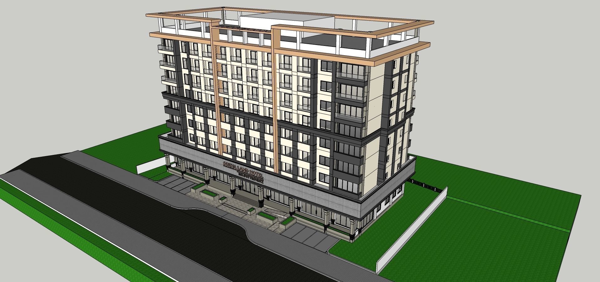 Hotel and Residential Building 3D model_8