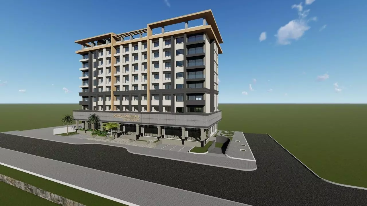 Hotel and Residential Building 3D model_0