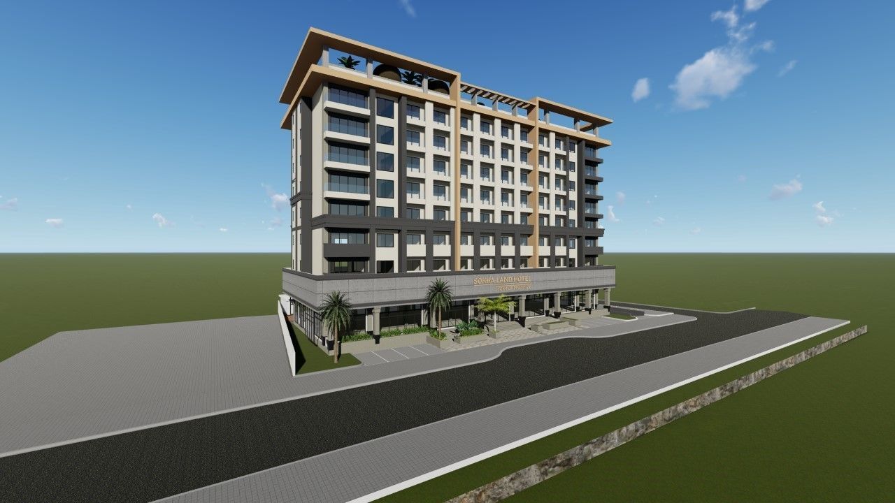 Hotel and Residential Building 3D model_1