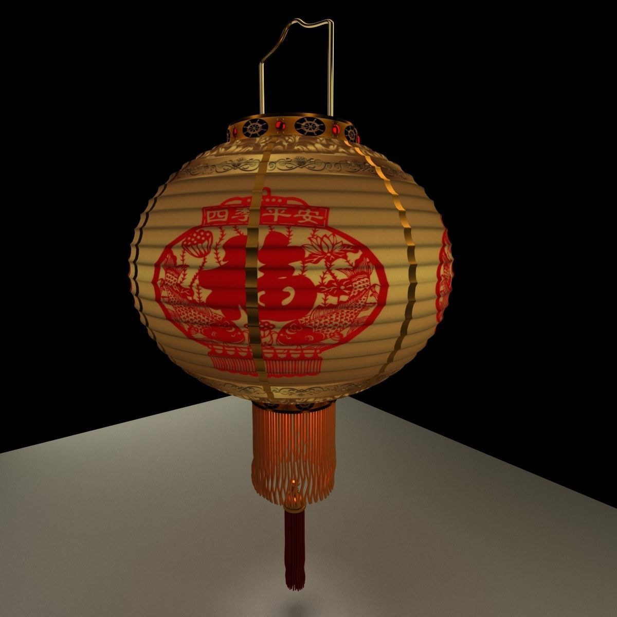 Chinese Red Lantern 3D model_3