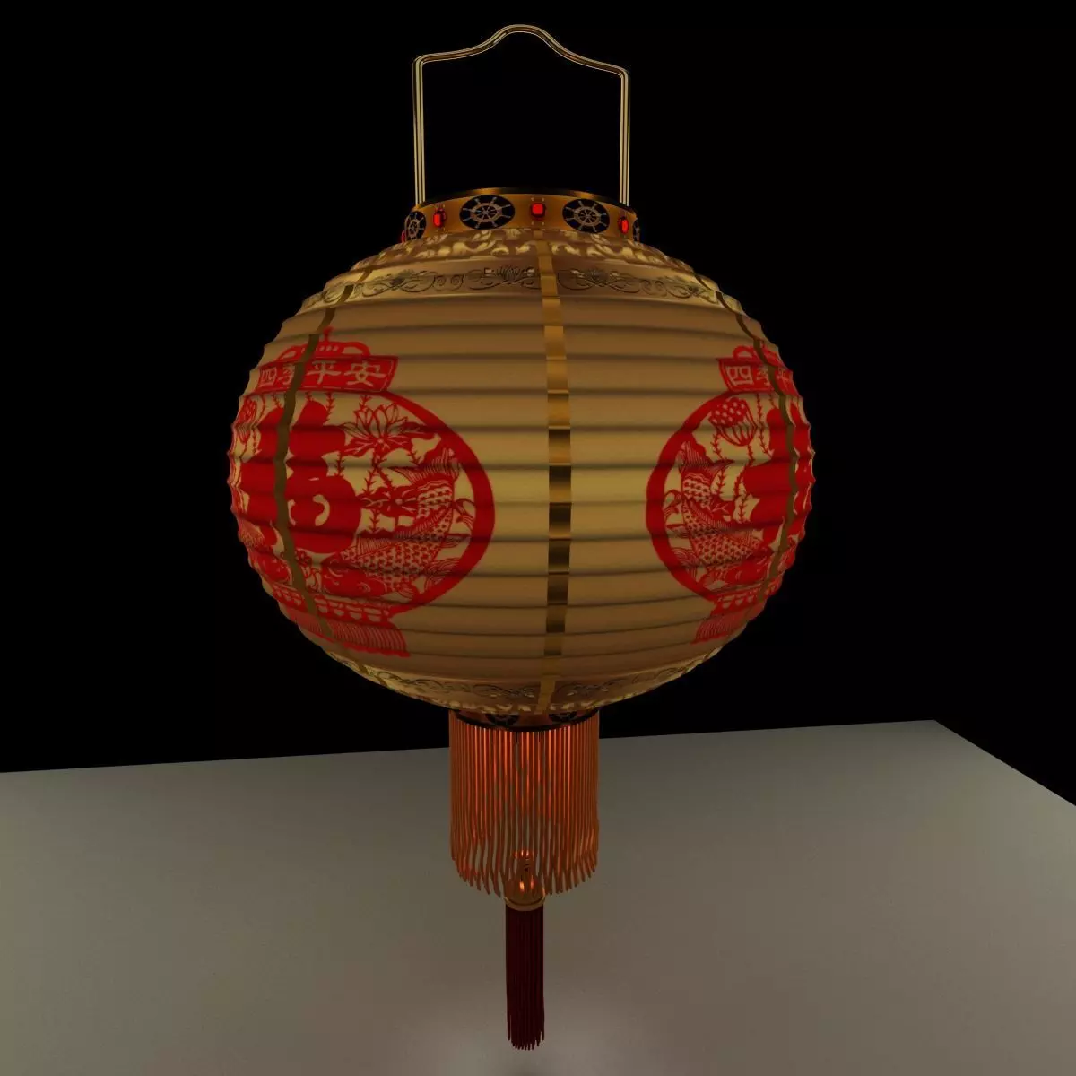 Chinese Red Lantern 3D model_0