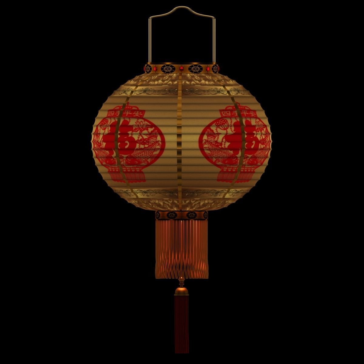Chinese Red Lantern 3D model_2