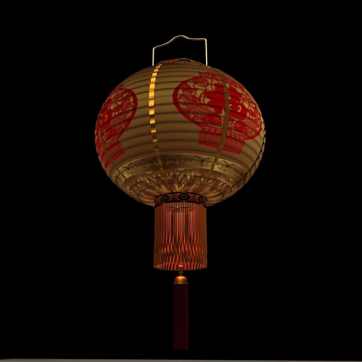 Chinese Red Lantern 3D model_1