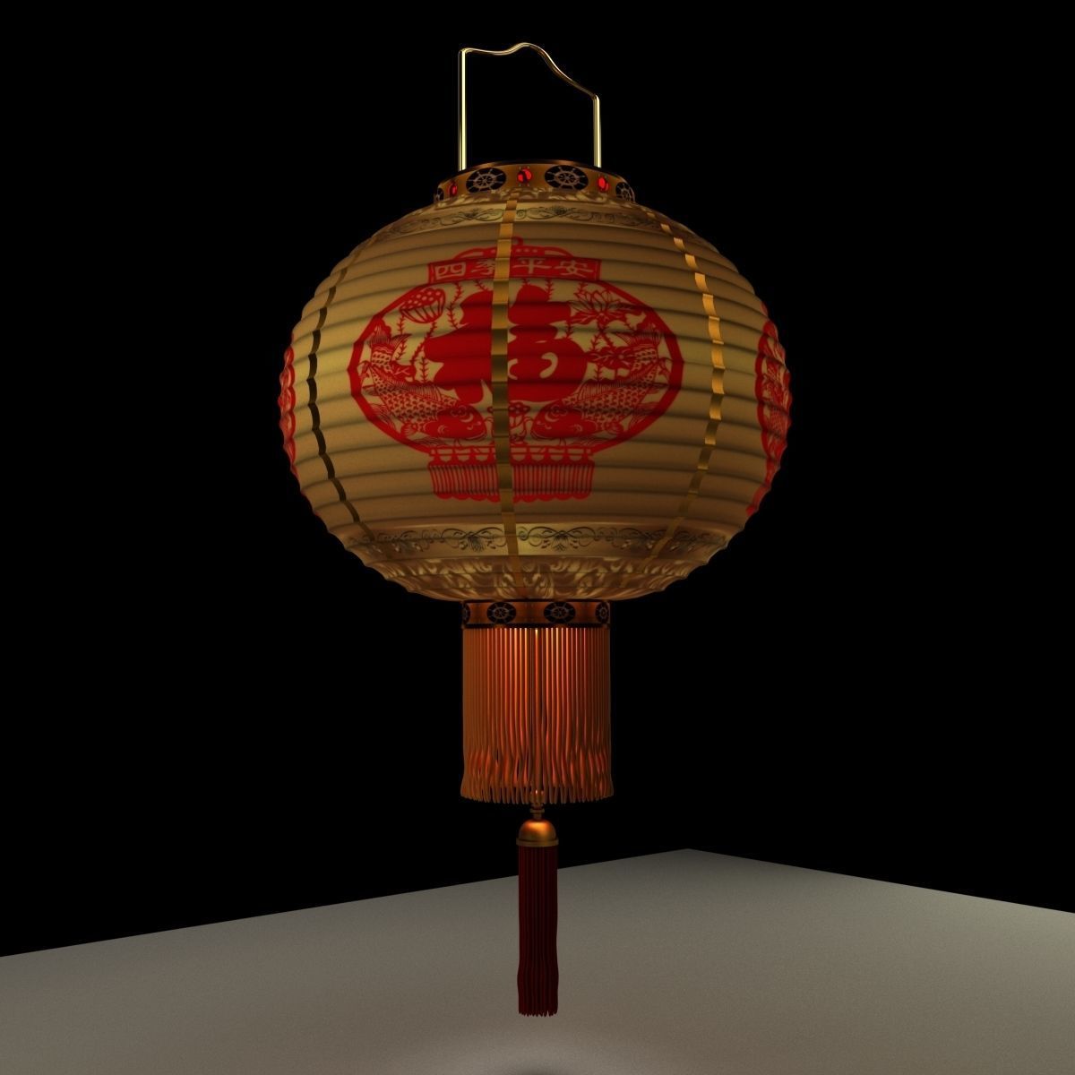 Chinese Red Lantern 3D model_4
