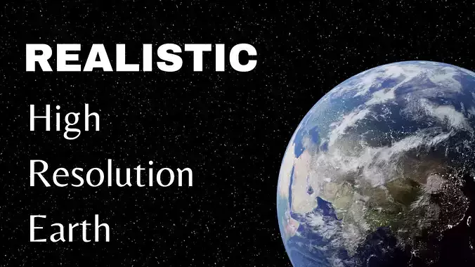 High Resolution Earth 3D Model With Stars