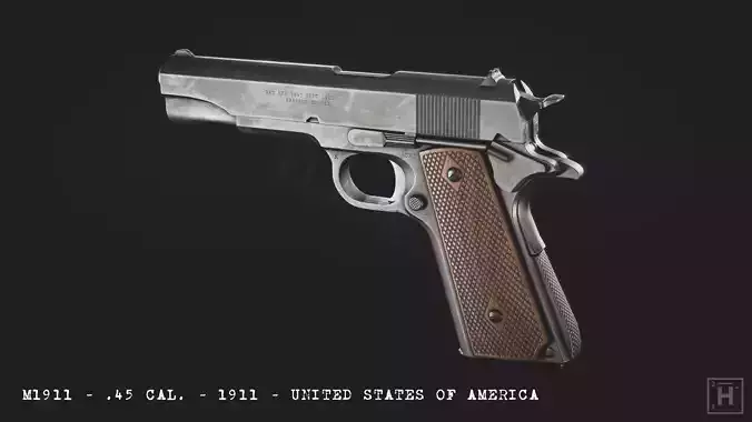 M1911 colt pistol Low-poly 3D model