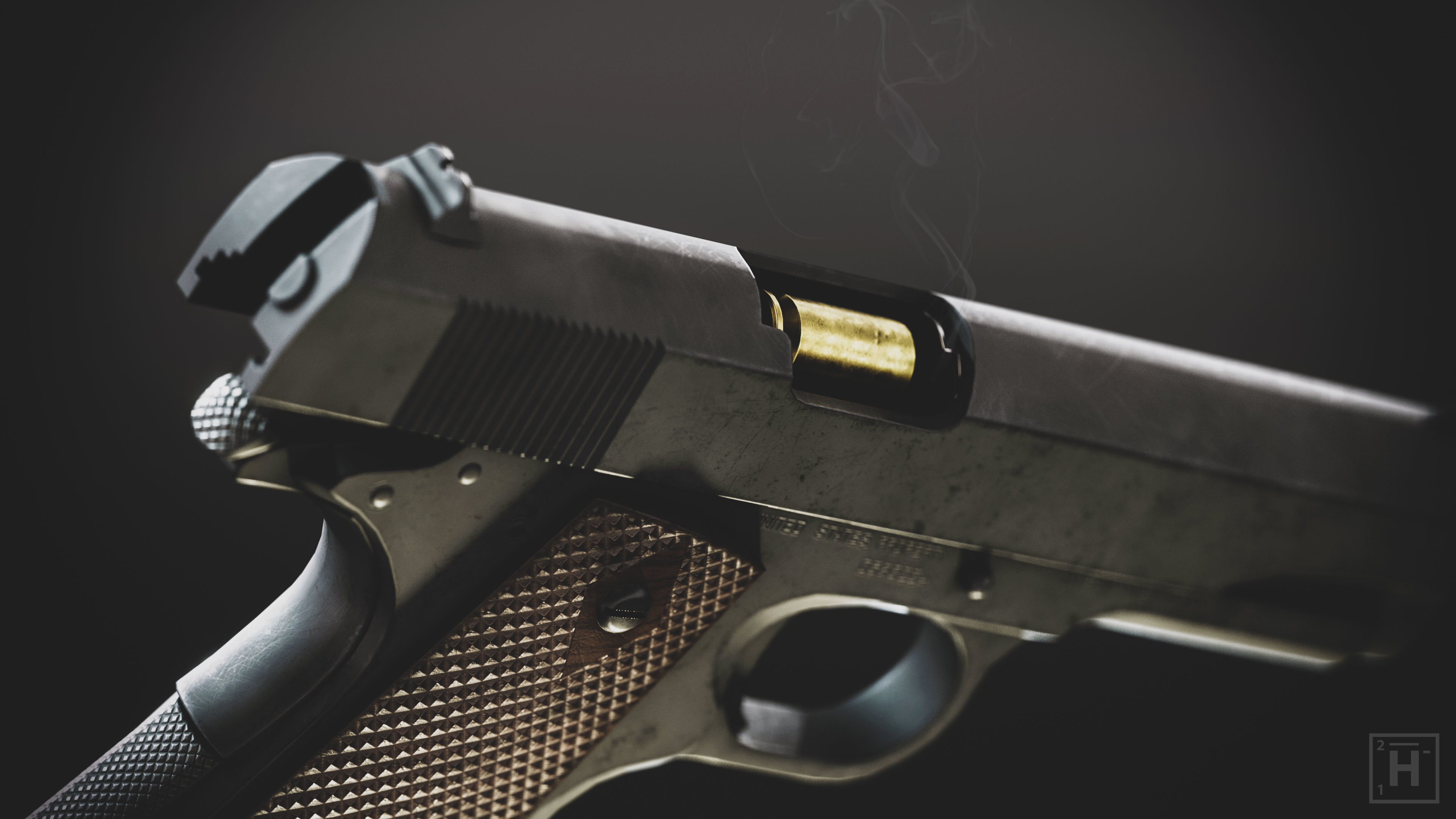 M1911 colt pistol Low-poly 3D model_3
