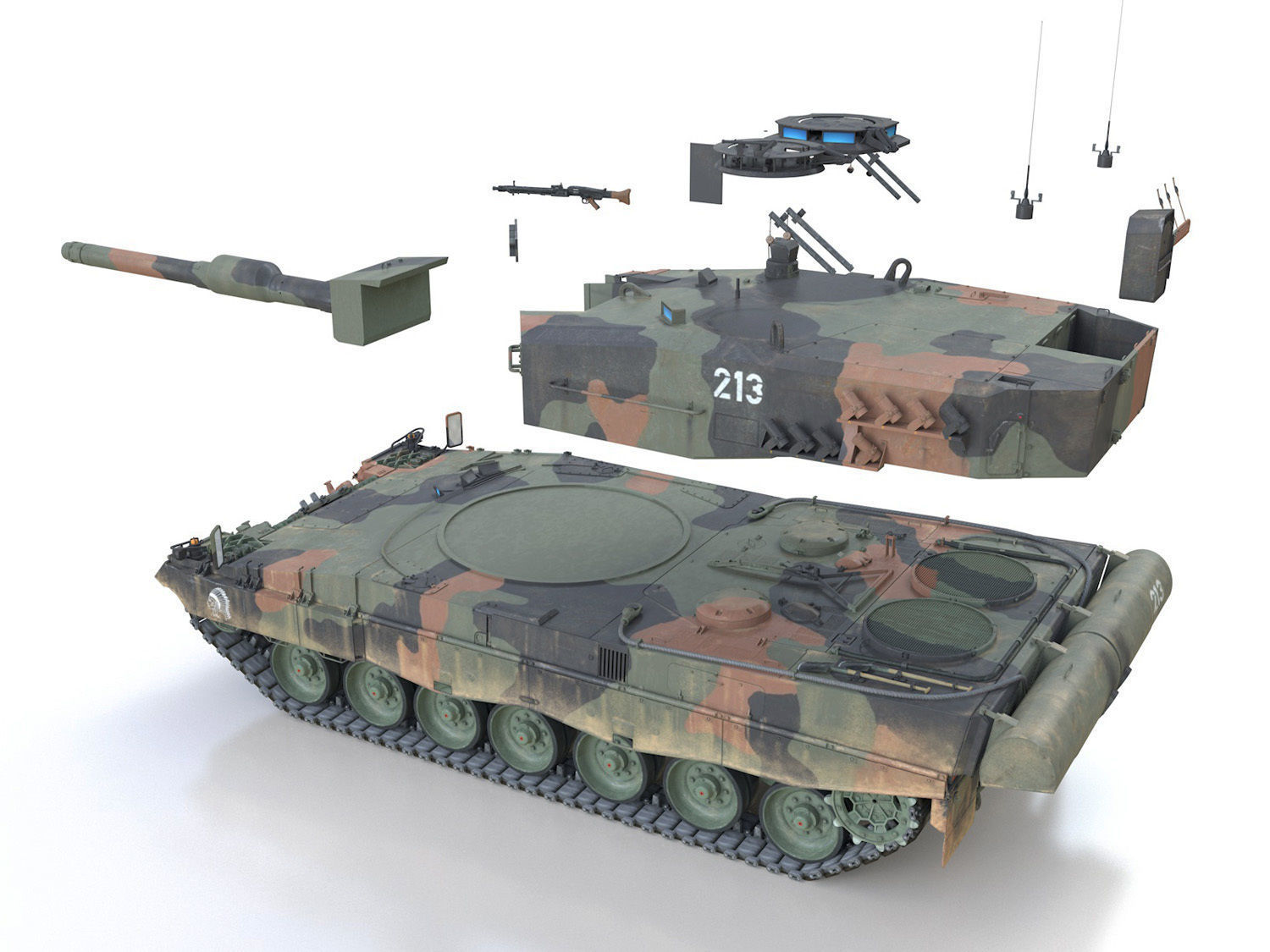 Panzer 87 Leopard - 213 - Swiss Army 3D model_14