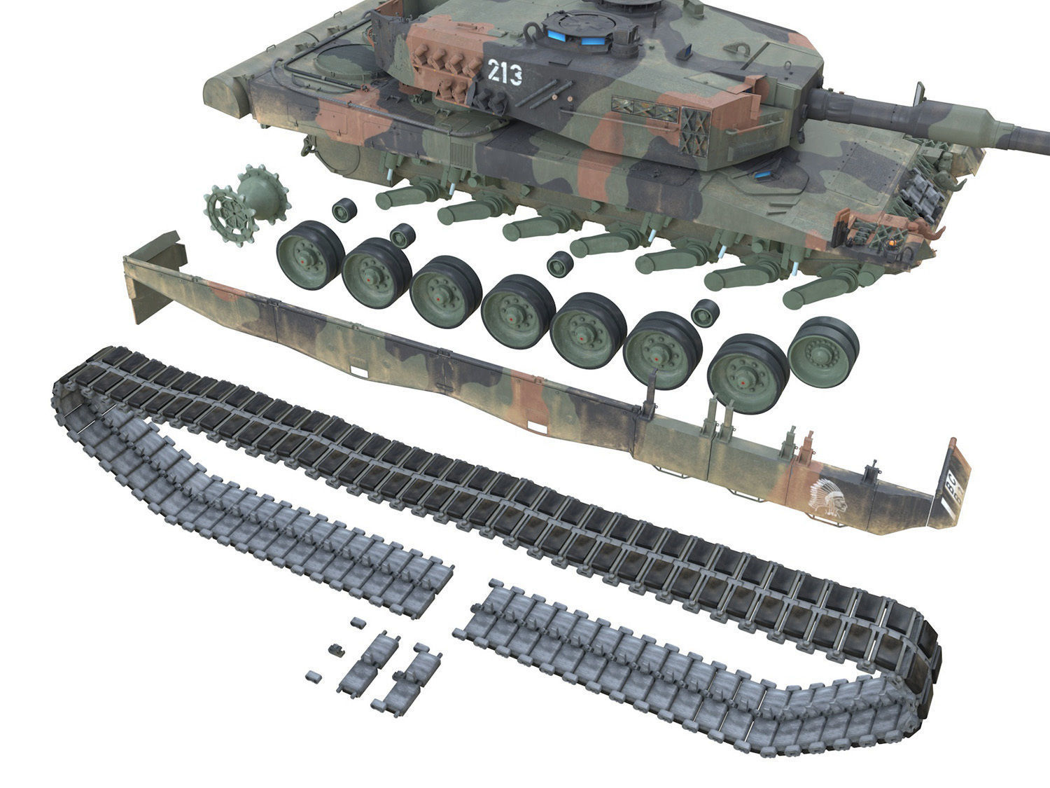 Panzer 87 Leopard - 213 - Swiss Army 3D model_13