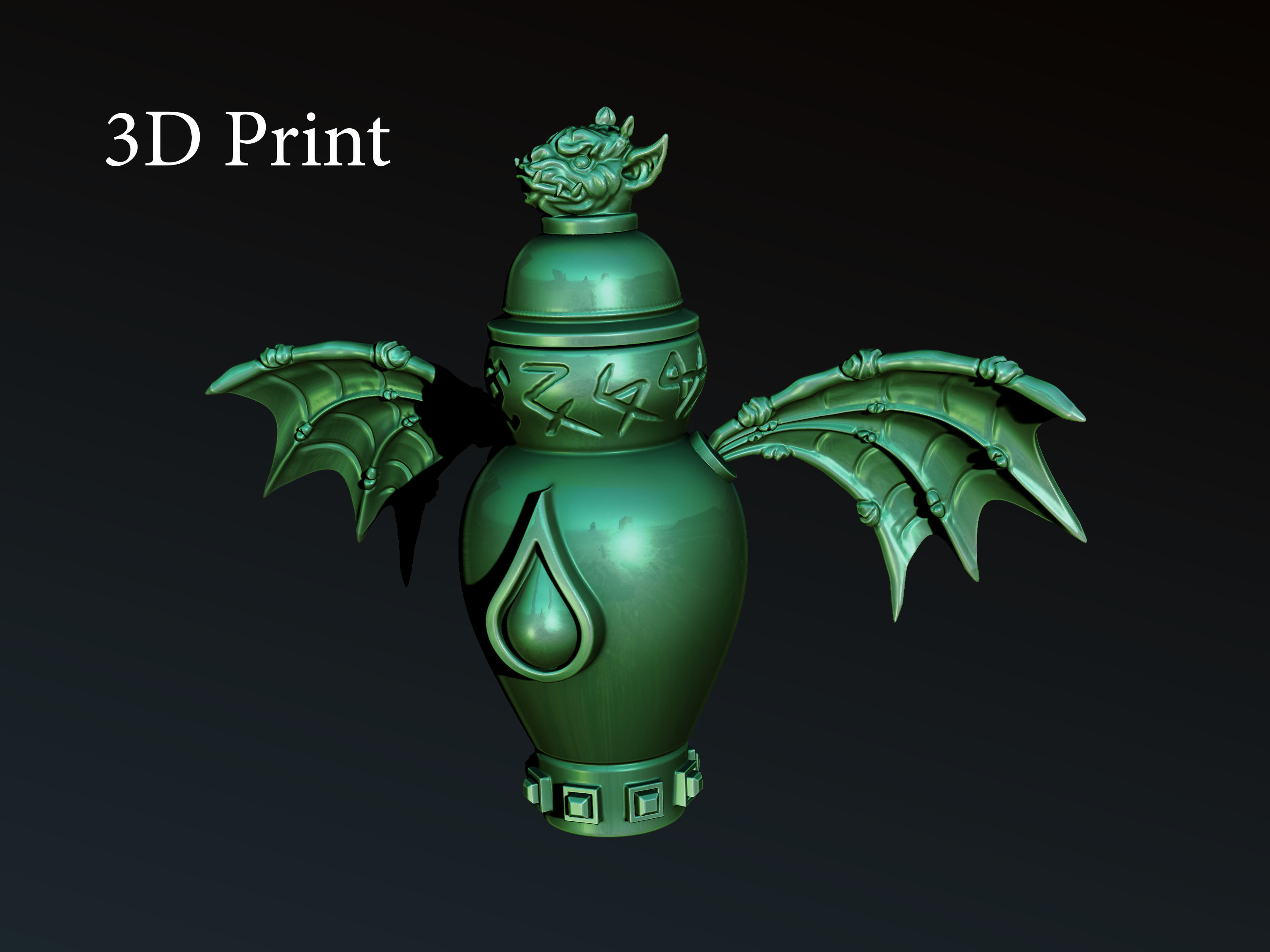gargoyle urn 3d print Free 3D print model_7