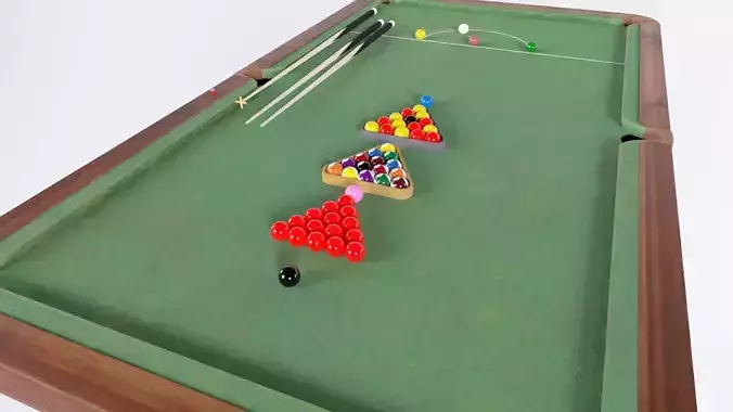 Low Poly PBR Snooker Table Low-poly 3D model