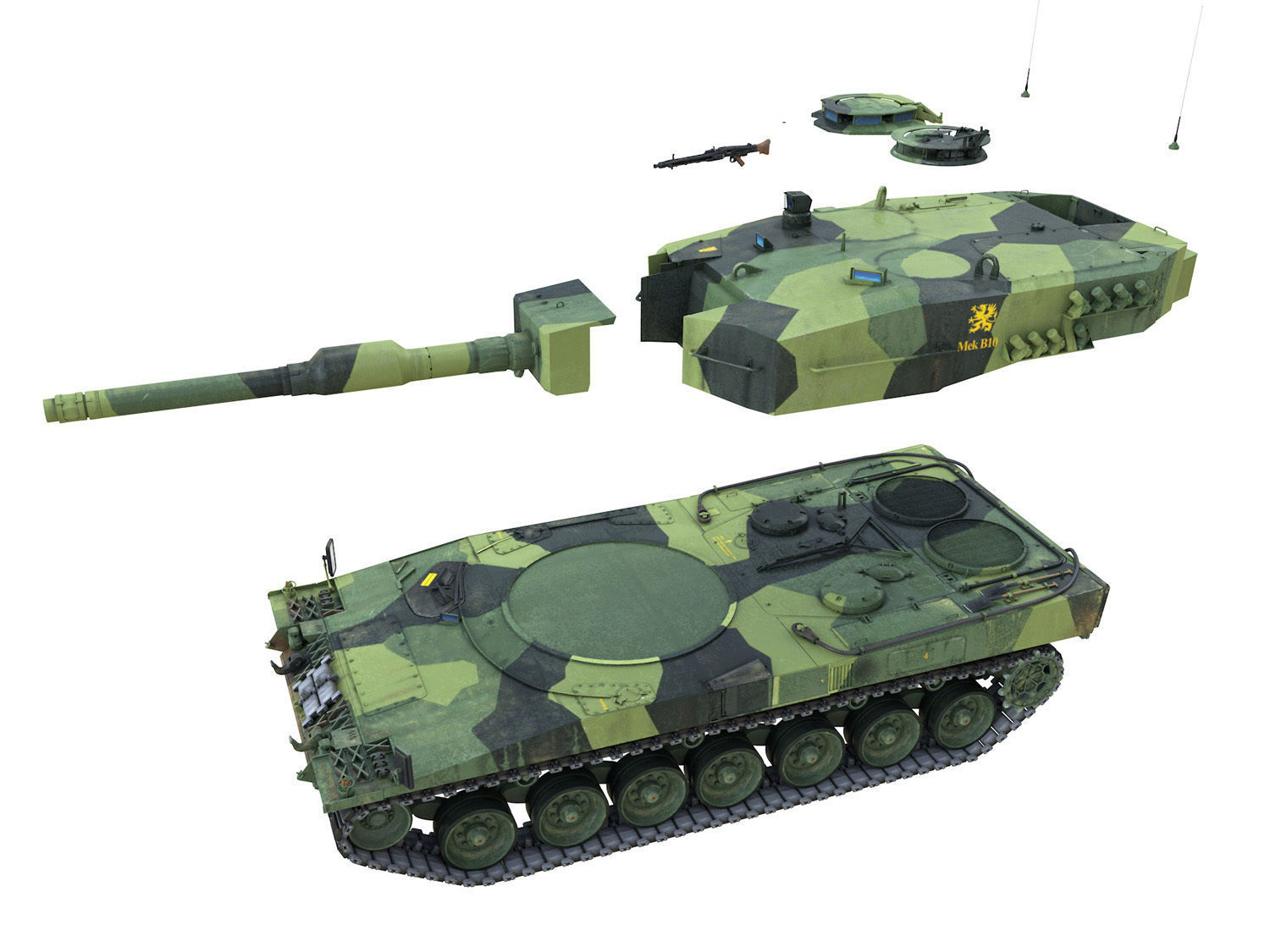 Stridsvagn 121 - Mek B10 - Swedish Army 3D model_13