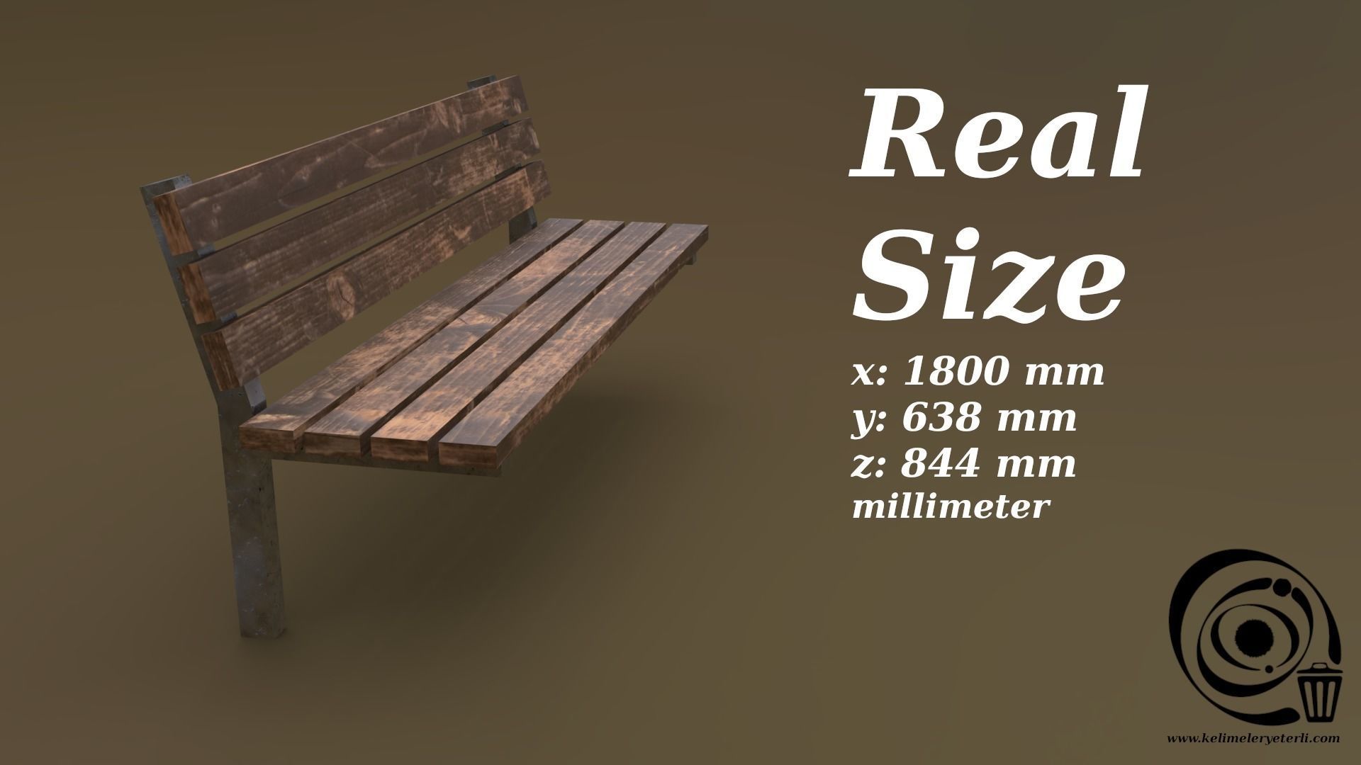 Bench 36 Low-poly 3D model_3