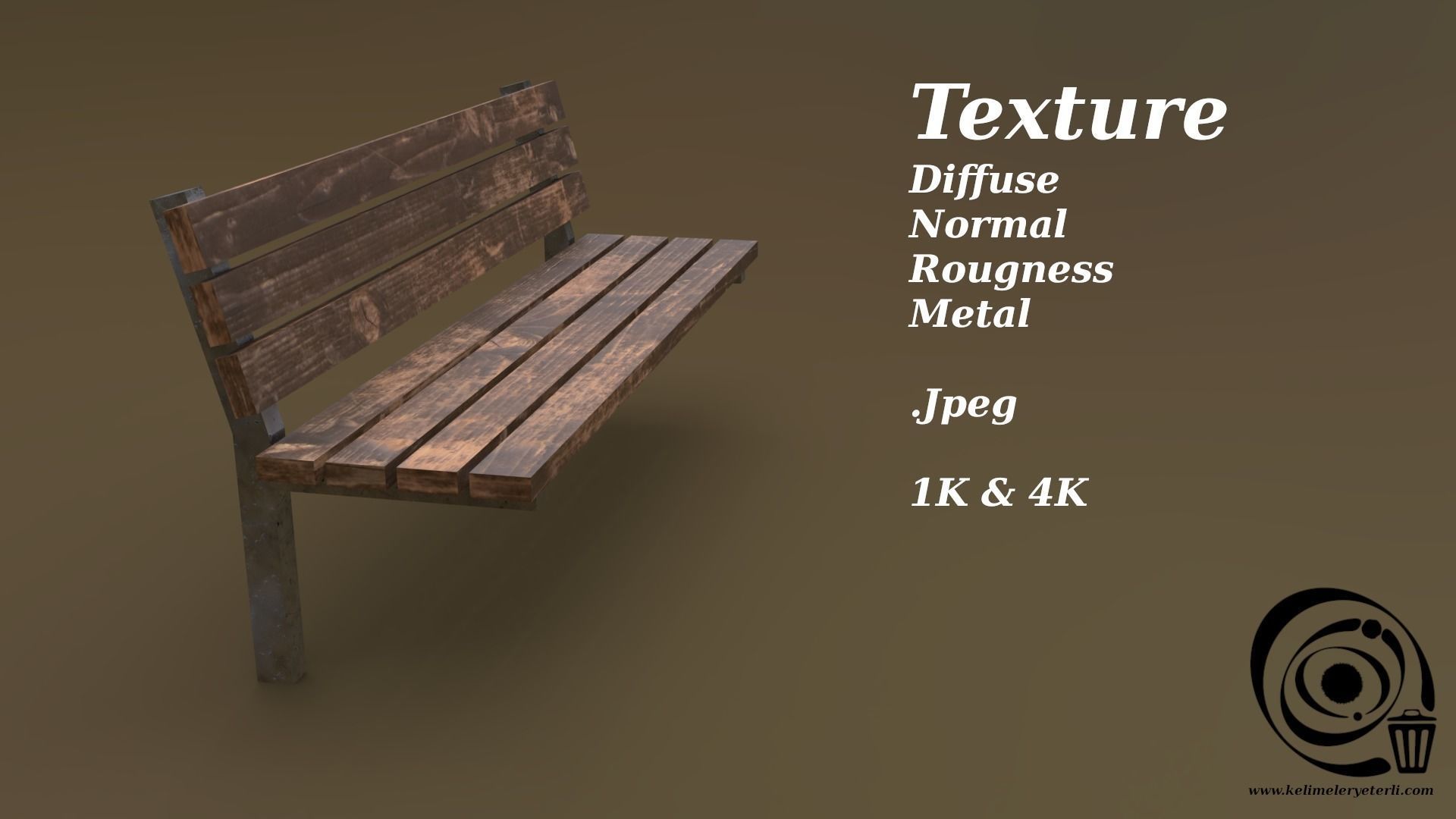 Bench 36 Low-poly 3D model_4