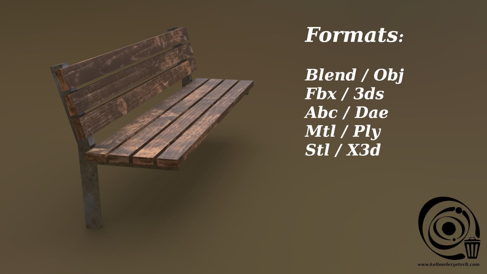Bench 36 Low-poly 3D model_2