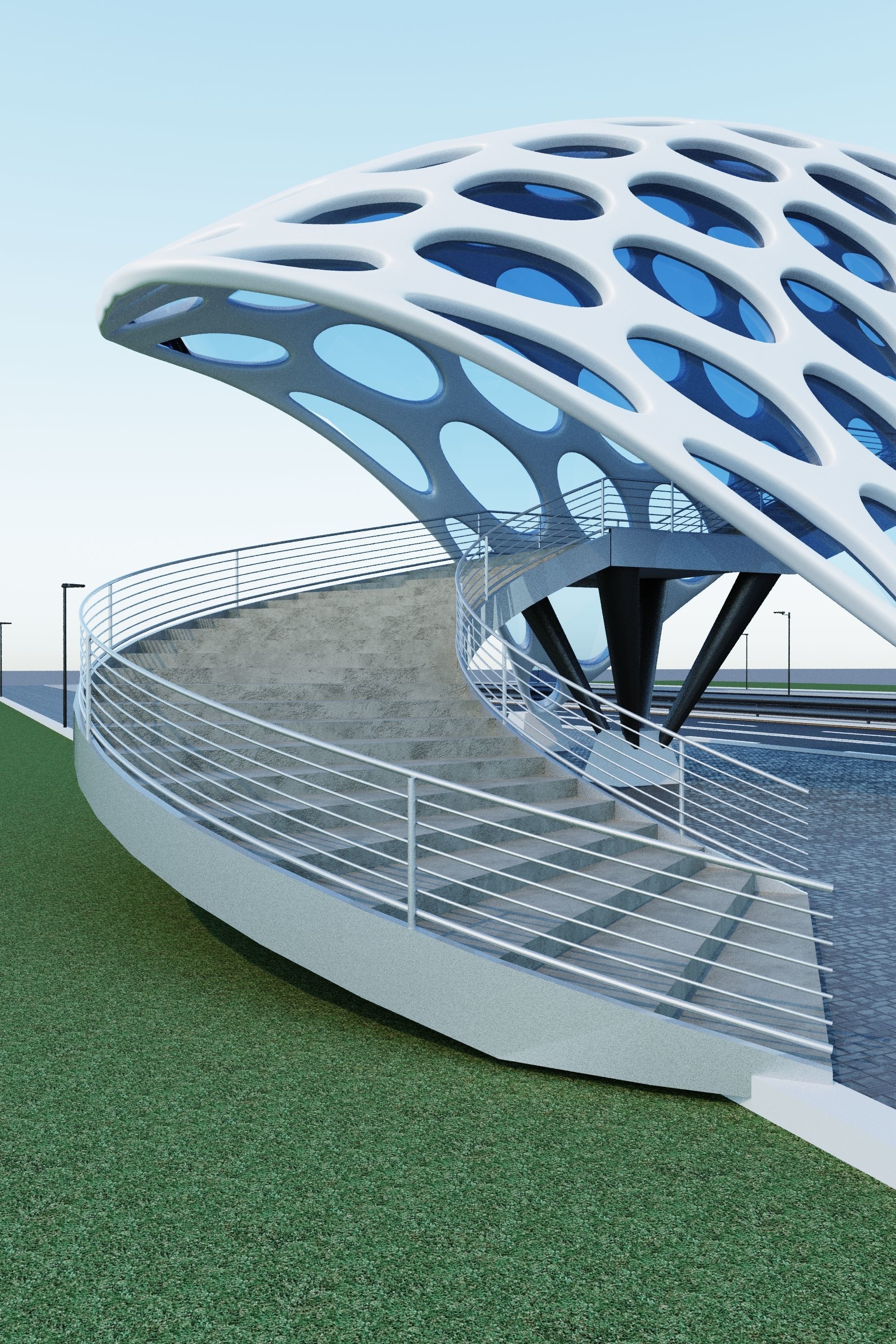 Pedestrian overpass 3D model_3