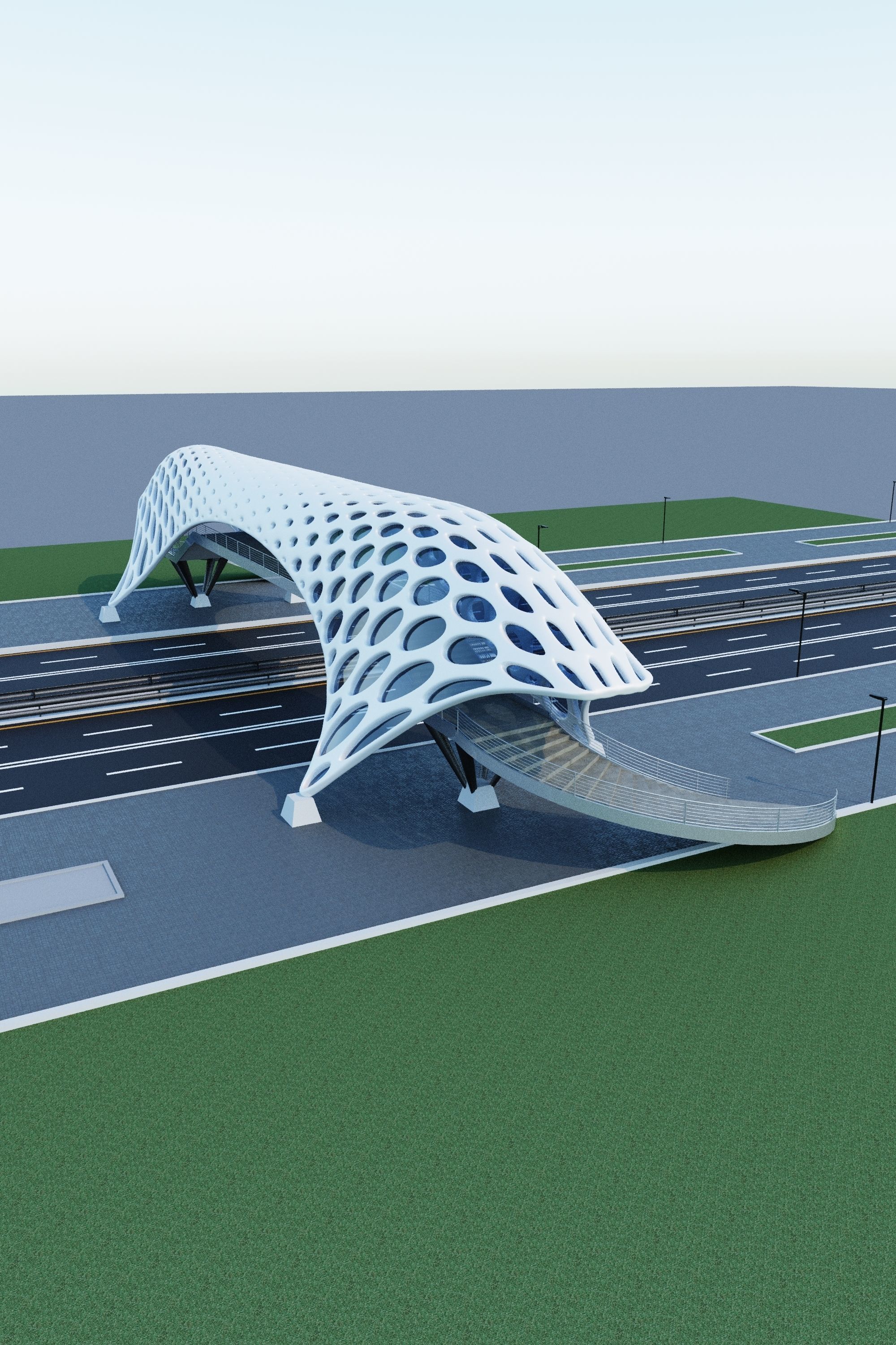 Pedestrian overpass 3D model_1